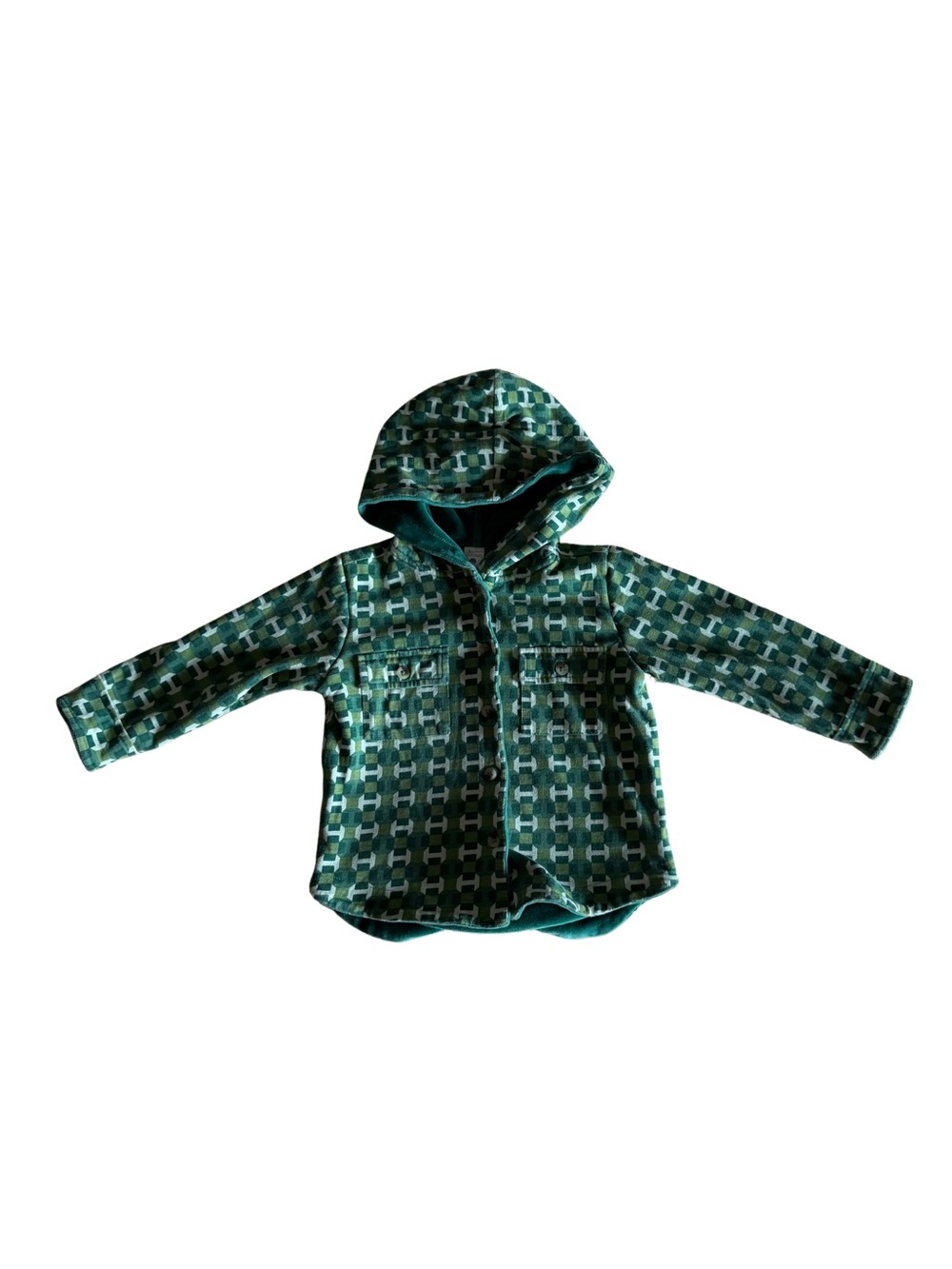 kate quinn - shacket | green graphic | organic cotton - 2T